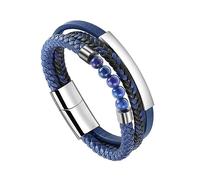 SHIEAGLELD Bracelet Homme Cuir, Bracelets perle Homme, bracelet hommes acier, Magnetique Boucle en Acier Inoxydable et Boîte à Bijoux, Bracelets Exclusive pour l'idée de Cadeaux pour Hommes