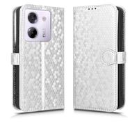 SHIEID Coque Compatible avec Xiaomi Poco M7 Pro 5G, Housse Motif à Pois en Cuir Xiaomi Poco M7 Pro 5G, Etui Housse pour Xiaomi Poco M7 Pro 5G-Argent