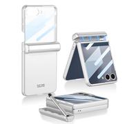 SHIEID Coque Galaxy Z Flip 7 avec stylet, coque de protection à charnière magnétique avec protection d'écran intégrée et porte-stylo S Pen - Coque intégrale à 360° pour Samsung Z Flip 7, argent