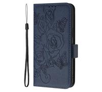 SHIEID Coque pour Cubot A10 Portefeuille Étui, Fleurs Rétro Pattern Design Coque PU Cuir Flip Housse Cover Case Wallet pour Cubot A10, Bleu foncé