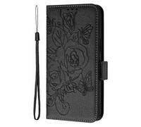 SHIEID Coque pour Cubot A10 Portefeuille Étui, Fleurs Rétro Pattern Design Coque PU Cuir Flip Housse Cover Case Wallet pour Cubot A10, Noir