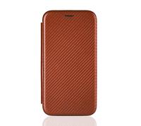 SHIEID Coque pour Fairphone 5, Coque Fairphone 5 en Fibre de Carbone Flip Cover, Rabat avec Fente Carte et Support Fonction Étui pour Fairphone 5-Marron