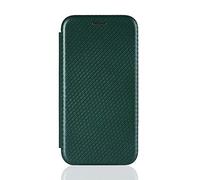 SHIEID Coque pour Fairphone 5, Coque Fairphone 5 en Fibre de Carbone Flip Cover, Rabat avec Fente Carte et Support Fonction Étui pour Fairphone 5-Vert
