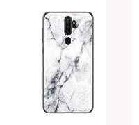 SHIEID Coque pour Oppo A9 2020,Marbre Verre trempé Ultra Fine Silicone Housse Original Étui de Protection en Souple Doux TPU Gel Bumper pour Oppo A9 2020 (Blanc)