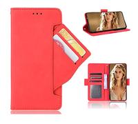 SHIEID Coque pour TCL 505 4G Housse, Étui en Cuir PU Portefeuille Coque avec Fente Carte, Flip Cover Fermeture Magnétique und Flip Béquille Etui pour TCL 505 4G Coque, Rouge