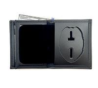 Shield Wallets Eagle Top - Portefeuille avec Badge de sécurité pour Blackington 296 - Badge caché à Deux Volets en Cuir Noir (découpe PF209)