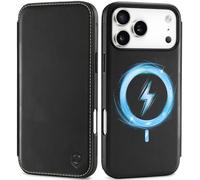 Shieldon Coque Mince Cuir Véritable pour iPhone 17 Pro Max 6,9 Pouces 5G 2025, Etui Portefeuille Case Slim Housse Anti-Choc Folio Magnétique [RFID Blocage] - Noir Rétro