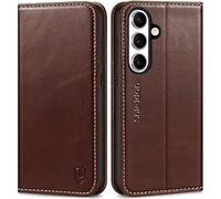 Shieldon Coque pour Galaxy S25 Plus 5G, Etui Portefeuille en Cuir Véritable avec Blocage RFID et Porte-Cartes, Support Magnétique, Housse Antichoc Compatible avec Galaxy S 25+ 6.7" 2025 - Café Rétro