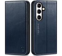 Shieldon Coque pour Galaxy S25 Plus 6.7", Portefeuille en Cuir, Étui à Rabat avec Blocage RFID, Porte-Cartes, Béquille, Leather Wallet Flip Case Compatible avec Galaxy S 25+ 2025 - Rétro Bleu Foncé
