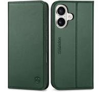 Shieldon Coque pour iPhone 16 5G, Housse Portefeuille Etui Cuir Réel Flip Porte-Cartes Protection Anti-Choc [RFID Blocage] Fonction Stand Compatible avec iPhone 16 (6,1 Pouces 2024) - Chêne Vert