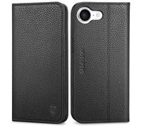 Shieldon Coque pour iPhone 17e/16e 5G, Étui Portefeuille en Cuir avec Porte-Cartes [Blocage RFID] Housse de Protection Magnétique Pliable Compatible avec iPhone 17e/16e 6.1" 2026 - Noir Grain Litchi