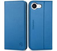 Shieldon Coque pour iPhone 17e/16e 6.1" 5G, Étui Portefeuille en Cuir Véritable avec [Blocage RFID] [Fente pour Carte] [Béquille] [Coque en TPU Antichoc] Housse pour iPhone 16e/17e 2026 - Bleu Saphir