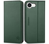 Shieldon Coque pour iPhone 17e/16e 6.1" 5G, Portefeuille à Rabat en Cuir Véritable avec Porte-Cartes [Blocage RFID] [Antichoc] Étui Folio Magnétique Compatible avec iPhone 16e/17e 2026 - Chêne Vert
