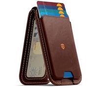 Shieldon Porte Carte Magnétique Cuir Véritable pour MagSafe, Café Rétro | Support Réglable, RFID Blocage, Fenêtre ID, Porte-carte téléphone Leather Wallet pour iPhone Série 18/17/16/15/14/13/12