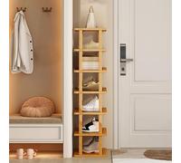 Shienfir Étagère à chaussures verticale, 5/7/8 niveaux de haut, organiseur étroit pour petits espaces, support de rangement à chaussures élégant en bois pour entrée, porte d'angle, tour d'étagère peu