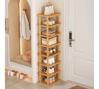 Shienfir Étagère à chaussures verticale, 5/7/8 niveaux de haut, organiseur étroit pour petits espaces, support de rangement à chaussures élégant en bois pour entrée, porte d'angle, tour d'étagère peu