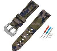 Shieranlee Bracelet de Sport en Silicone pour Montre Panerai PAM Watch 24MM Caoutchouc Montre Bracelet avec Acier Inoxydable Boucle