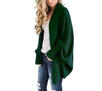 ShiFan Femme Manche De Chauve-Souris Cardigan Asymetrique Chic Drapé Gilet Pull Vert