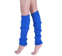 ShiFan Jambiere En Tricot Fluo Femme Chaussettes Hautes Guetres Danse 80'S Bleu