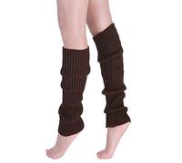 ShiFan Jambiere En Tricot Fluo Femme Chaussettes Hautes Guetres Danse 80'S Brun