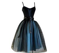 ShiFan Jupe Femme Tutu Vintage Courte 7 Couche Elastic Ceinture Princesse Tulle avec Noir Bleu