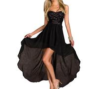 ShiFan Longue Robe Asymétrique Femme Dos Nu Paillette Robe pour Mariage Noir M