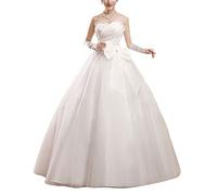 ShiFan Robe Mariée Robe De Mariage Femme Élégante Dentelle À Dos Nu avec des Fleurs Beige S