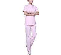 ShiFanA Femme Ensemble Haut Et Pantalon Médical Uniforme De Infirmière Blouse À Poche Pink L
