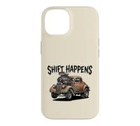 Shift Happens Canne à pêche Vintage Motif Voiture Coque pour iPhone 14