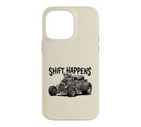 Shift Happens Canne à pêche Vintage Motif Voiture Coque pour iPhone 14 Pro Max