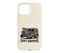 Shift Happens Canne à pêche Vintage Motif Voiture Coque pour iPhone 15