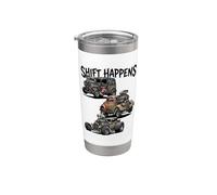 Shift Happens Canne à pêche vintage Motif voitures de rue Gobelet isotherme en acier inoxydable double paroi