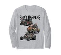 Shift Happens Canne à pêche Vintage Motif Voitures de Rue Manche Longue