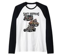 Shift Happens Canne à pêche Vintage Motif Voitures de Rue Manche Raglan