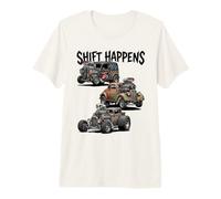 Shift Happens Canne à pêche Vintage Motif Voitures de Rue T-Shirt Haut de Gamme