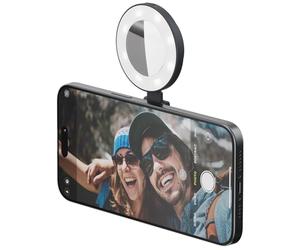 ShiftCam SnapLight Anneau lumineux LED pour selfie avec quatre réglages de luminosité et batterie intégrée Support magnétique à clipser sur n'importe quel téléphone Design rabattable Bleu nuit