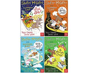Shifty McGifty and Slippery Sam Collection 4 Books Set By Tracey Corderoy (Jingle Bells, The Spooky School, Up Up and Away, The Aliens Are Coming)