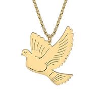 SHIGIE Collier en acier inoxydable plaqué or 18 carats plaqué argent mignon colombe collier pendentif chaîne oiseaux animaux bijoux pour femmes femmes colombe amoureux cadeaux, M, Acier inoxydable
