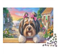 Shih Tzu 1000 Pièces Puzzle À ThèmeRue des valises Shih Tzu pour Adultes Jeu D'Intelligence Difficile EtStimulant Paysagedes QuatreSaisons 52x38cm/1000pcs