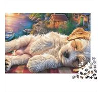 Shih Tzu 1000 Pièces Puzzle Unique Décoration Moderne Shih Tzu couché sur Le Tapis Puzzle Jouets De Difficiles pour La Famille 52x38cm/1000pcs