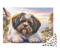 Shih Tzu 1000 Pièces Puzzle Unique Décoration Moderne Shih Tzu sur Tapis coloré Puzzle Jouets De Jeu pour Adultes Et Enfants 52x38cm/1000pcs