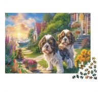 Shih Tzu 1000 Pièces PuzzlePièces Chemin de Paire Shih Tzu pour Adultes Jeu D'Intelligence Difficile EtStimulant Décorationde La Maison 70x50cm/1000pcs