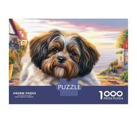 Shih Tzu 1000 Pièces Shih Tzu Reste Puzzle pour Adultes Carton Résistant Anti-Stress Détente pour Couples sans Reflets avec Affiche Guide 38x26cm/1000pcs