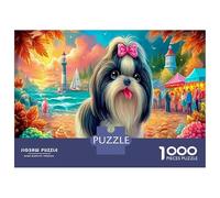Shih Tzu à la Plage Puzzle 1000 Pièces Educa Jouet Divertissement Créatif Décoration Intérieure intéressant Jeu Éducatif Challenge Toy Adultes & Enfants des 14 Ans 70x50cm/1000pcs