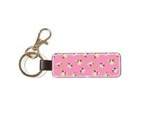 Shih Tzu à pois roses,Porte-clés en cuir PU, porte-clés, porte-clés, organisateur, 1 pièce