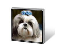 Shih Tzu Badge carré en métal imprimé chien Broche bouton décoratif Épinglettes de sac chapeau Accessoires pour femmes et hommes en aluminium, 0.7*0.7 in, Aluminium