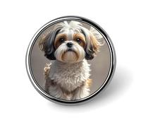 Shih Tzu Badge rond en forme de chien mignon en émail Broche à bouton personnalisé Décoration de vêtements Unisexe Porte-badge Chapeaux Sacs Chemises Décor