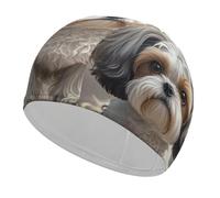 Shih Tzu Bonnet de bain pour chien unisexe pour adulte Bonnet de piscine antidérapant Confortable Durable Facile à mettre et à enlever Bonnet de bain imperméable Garde les cheveux au sec