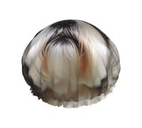 Shih Tzu Bonnet de douche pour chien réutilisable et élastique imperméable pour homme et femme - Grand bonnet de douche double couche pour cheveux longs, tresses