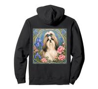 Shih Tzu Chien Art Nouveau Motif Floral Sweat à Capuche